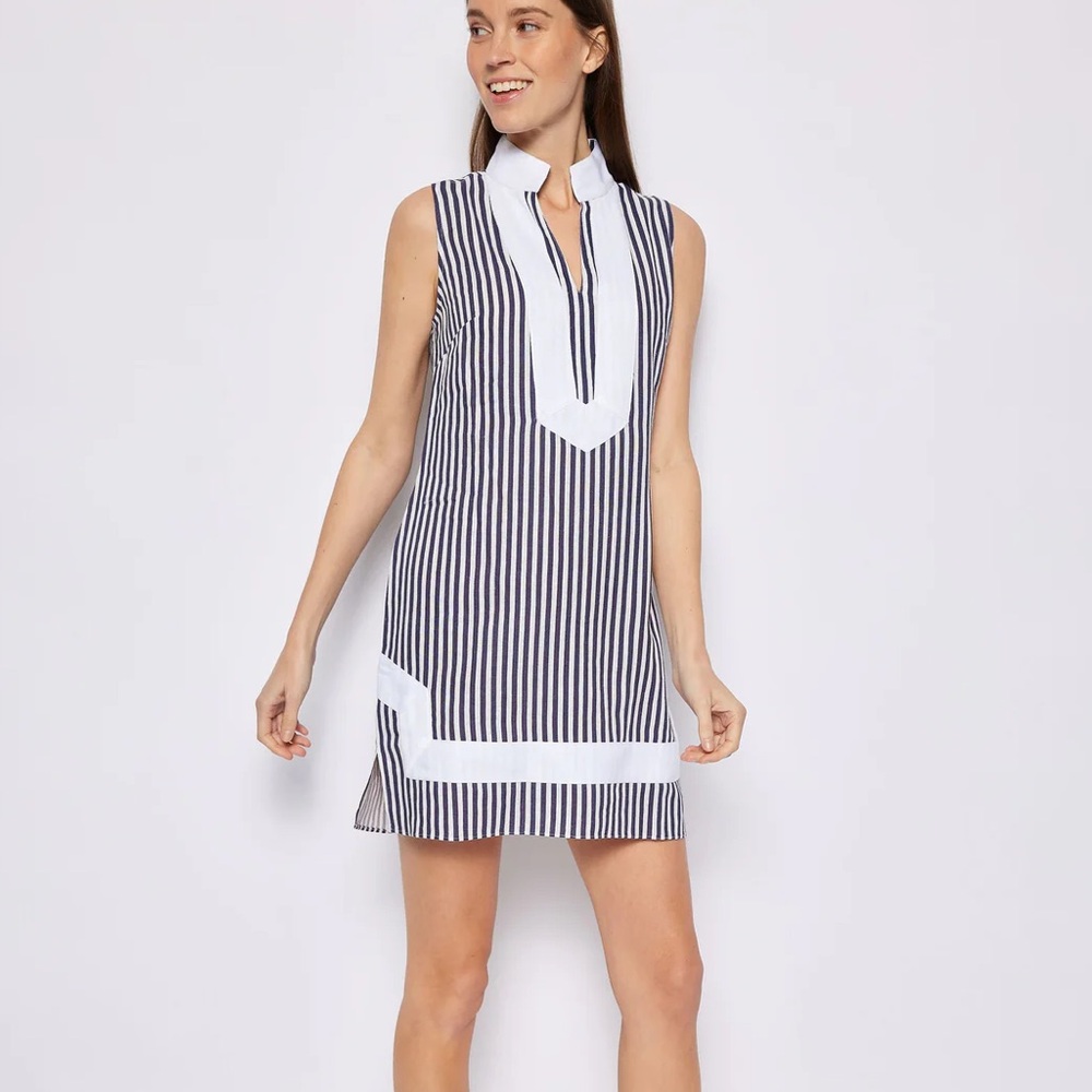 Navy & White Sleveless Classic Tunic Dress